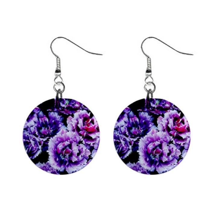 Purple Wildflowers Of Hope Mini Button Earrings