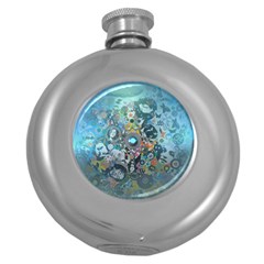 Led Zeppelin Iii Art Hip Flask (round) by SaraThePixelPixie