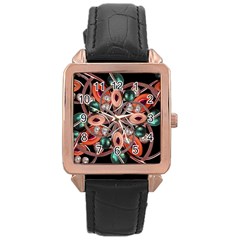 Luxury Ornate Artwork Rose Gold Leather Watch  by dflcprints