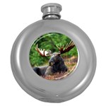 Majestic Moose Hip Flask (Round) Front