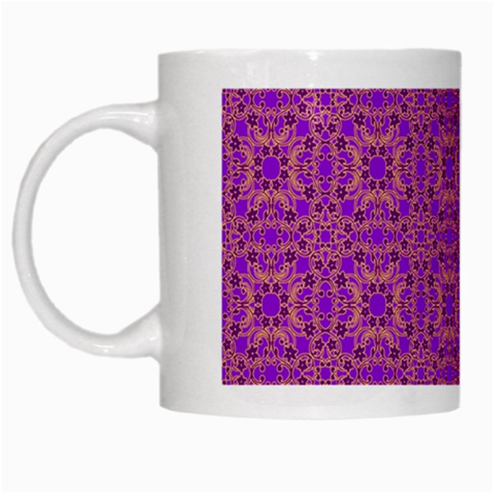 Purple Moroccan Pattern White Coffee Mug