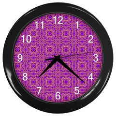 Purple Moroccan Pattern Wall Clock (black)