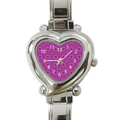 Purple Moroccan Pattern Heart Italian Charm Watch 