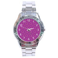 Purple Moroccan Pattern Stainless Steel Watch