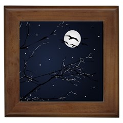 Night Birds And Full Moon Framed Ceramic Tile by dflcprints