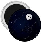 Night Birds and Full Moon 3  Button Magnet Front