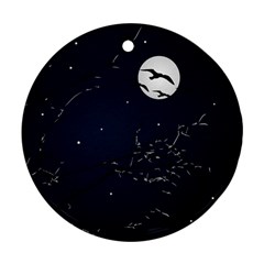 Night Birds And Full Moon Round Ornament by dflcprints