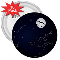 Night Birds And Full Moon 3  Button (10 Pack) by dflcprints