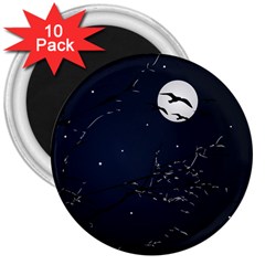 Night Birds And Full Moon 3  Button Magnet (10 Pack)