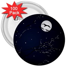 Night Birds And Full Moon 3  Button (100 Pack) by dflcprints