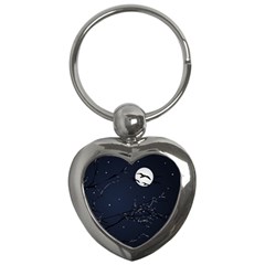 Night Birds And Full Moon Key Chain (heart)