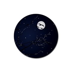 Night Birds And Full Moon Drink Coaster (round) by dflcprints