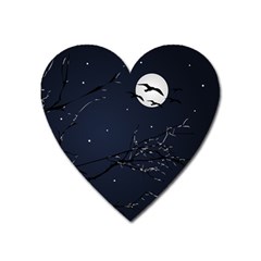 Night Birds And Full Moon Magnet (heart) by dflcprints