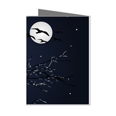 Night Birds And Full Moon Mini Greeting Card (8 Pack) by dflcprints