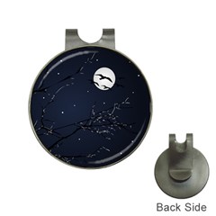 Night Birds And Full Moon Hat Clip With Golf Ball Marker