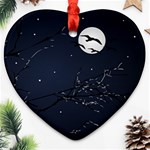 Night Birds and Full Moon Heart Ornament (Two Sides) Front