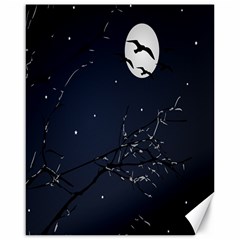 Night Birds And Full Moon Canvas 16  X 20  (unframed)