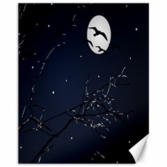 Night Birds And Full Moon Canvas 11  X 14  (unframed)