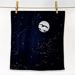 Night Birds And Full Moon Face Towel