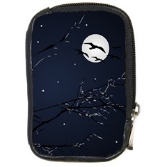 Night Birds And Full Moon Compact Camera Leather Case by dflcprints