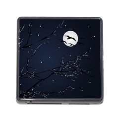 Night Birds And Full Moon Memory Card Reader With Storage (square)