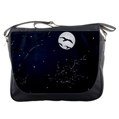 Night Birds And Full Moon Messenger Bag by dflcprints