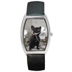 French Bulldog Tonneau Leather Watch by StuffOrSomething