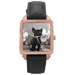 French Bulldog Rose Gold Leather Watch  by StuffOrSomething