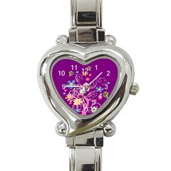 Flowery Flower Heart Italian Charm Watch  by SaraThePixelPixie