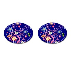 Flowery Flower Cufflinks (oval) by SaraThePixelPixie