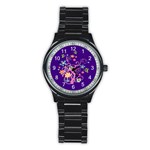 Flowery Flower Sport Metal Watch (Black) Front