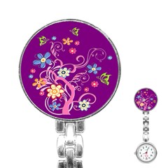 Flowery Flower Stainless Steel Nurses Watch