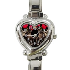 Death And Flowers Heart Italian Charm Watch  by dflcprints