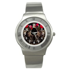 Death And Flowers Stainless Steel Watch (slim) by dflcprints