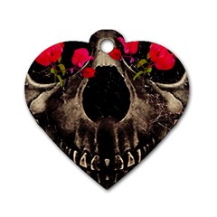 Death And Flowers Dog Tag Heart (one Sided)  by dflcprints