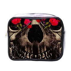 Death And Flowers Mini Travel Toiletry Bag (one Side)