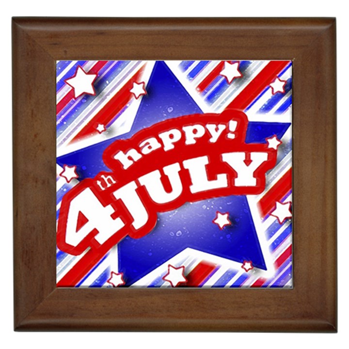 4th of July Celebration Design Framed Ceramic Tile