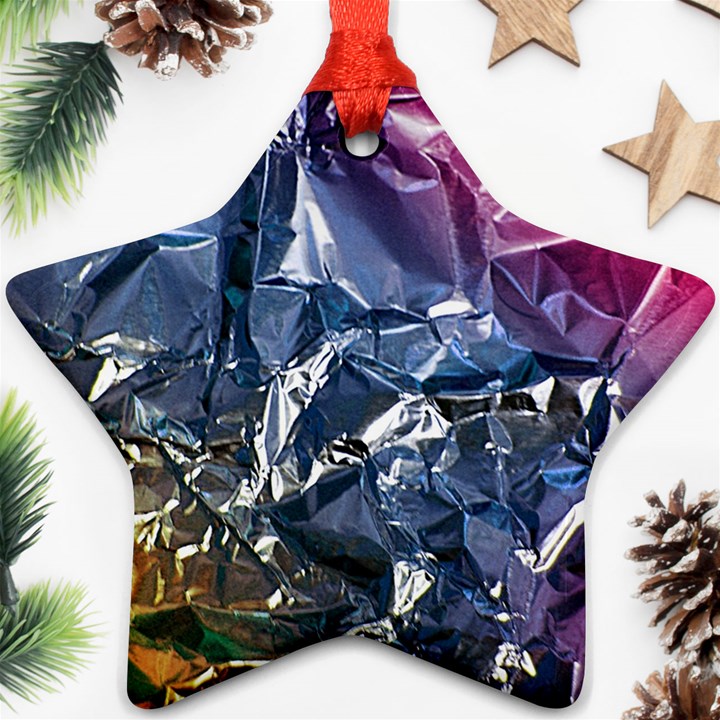 Texture   Rainbow Foil By Dori Stock Star Ornament (Two Sides)