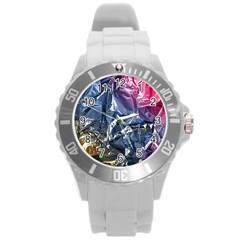 Texture   Rainbow Foil By Dori Stock Plastic Sport Watch (large) by TheWowFactor