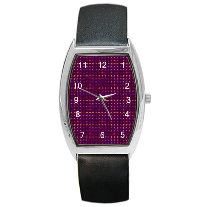 Funky Retro Pattern Tonneau Leather Watch