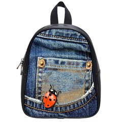 Blue Jean Lady Bug School Bag (small) by TheWowFactor