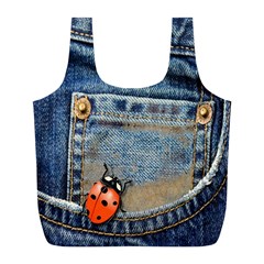 Blue Jean Lady Bug Reusable Bag (l)