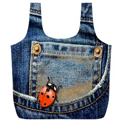 Blue Jean Lady Bug Reusable Bag (xl) by TheWowFactor