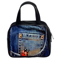 Blue Jean Butterfly Classic Handbag (two Sides)