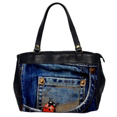 Blue Jean Butterfly Oversize Office Handbag (one Side)