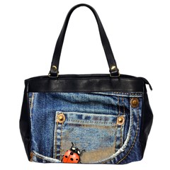 Blue Jean Butterfly Oversize Office Handbag (two Sides)