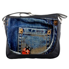 Blue Jean Butterfly Messenger Bag