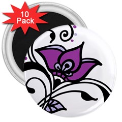 Awareness Flower 3  Button Magnet (10 Pack)