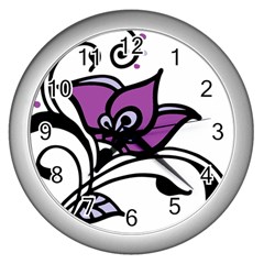 Awareness Flower Wall Clock (silver) by FunWithFibro