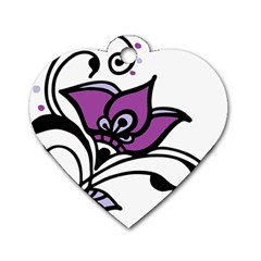 Awareness Flower Dog Tag Heart (one Sided)  by FunWithFibro